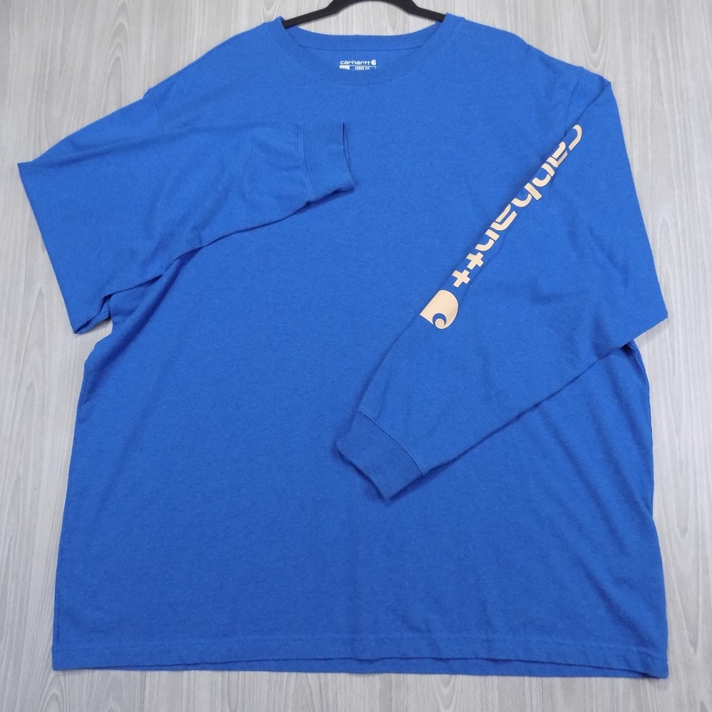 Carhartt Long Sleeve T-Shirt Mens XXL Blue Loose Fit Logo Graphic EUC